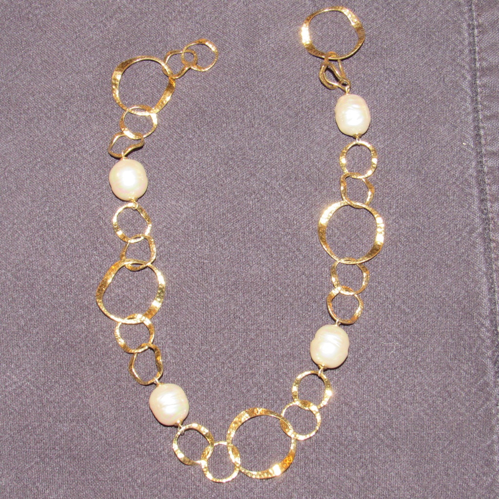 Karine Sultan Chain Link Necklace; Gold & Pearl